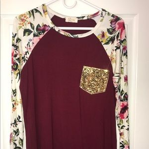 Floral and plum top